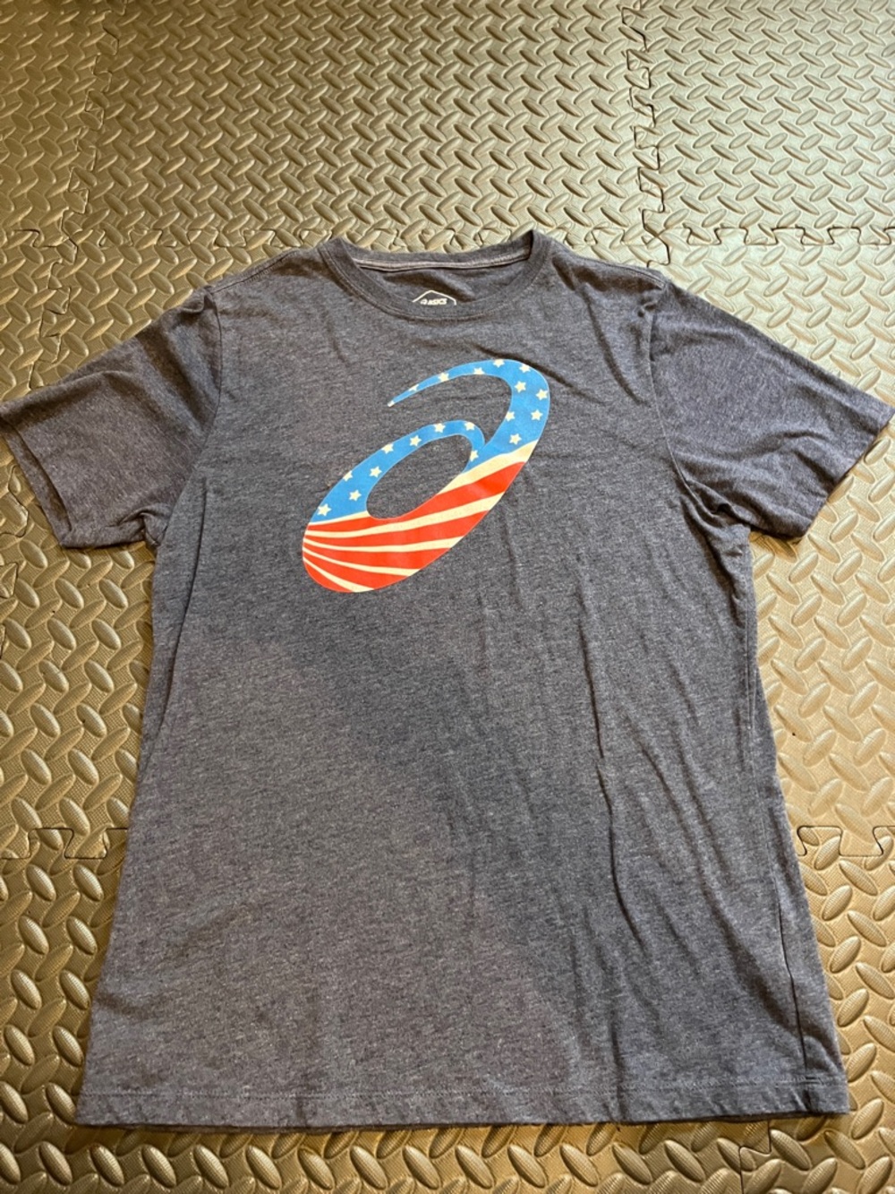 Asics Navy Short-Sleeve Tee with American Flag Logo